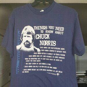 CHUCK NORRIS NAVY BLUE T-SHIRT  LARGE